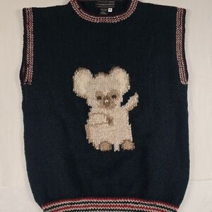 Preswick & Moore Green Sweater Vest with Red and White Trim